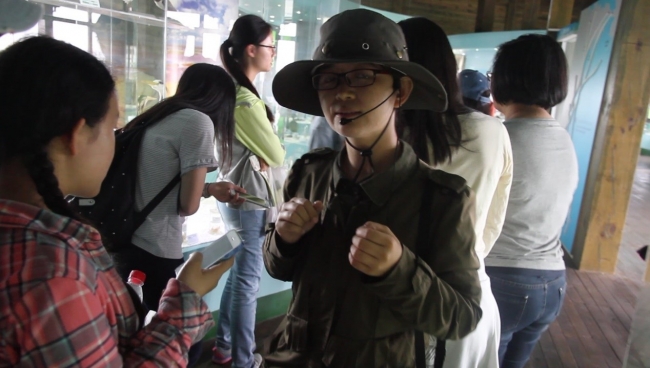 鸟类标本展示馆的志愿者工作人员解答同学的问题 鸟类标本展示馆的志愿者工作人员解答同学的问题